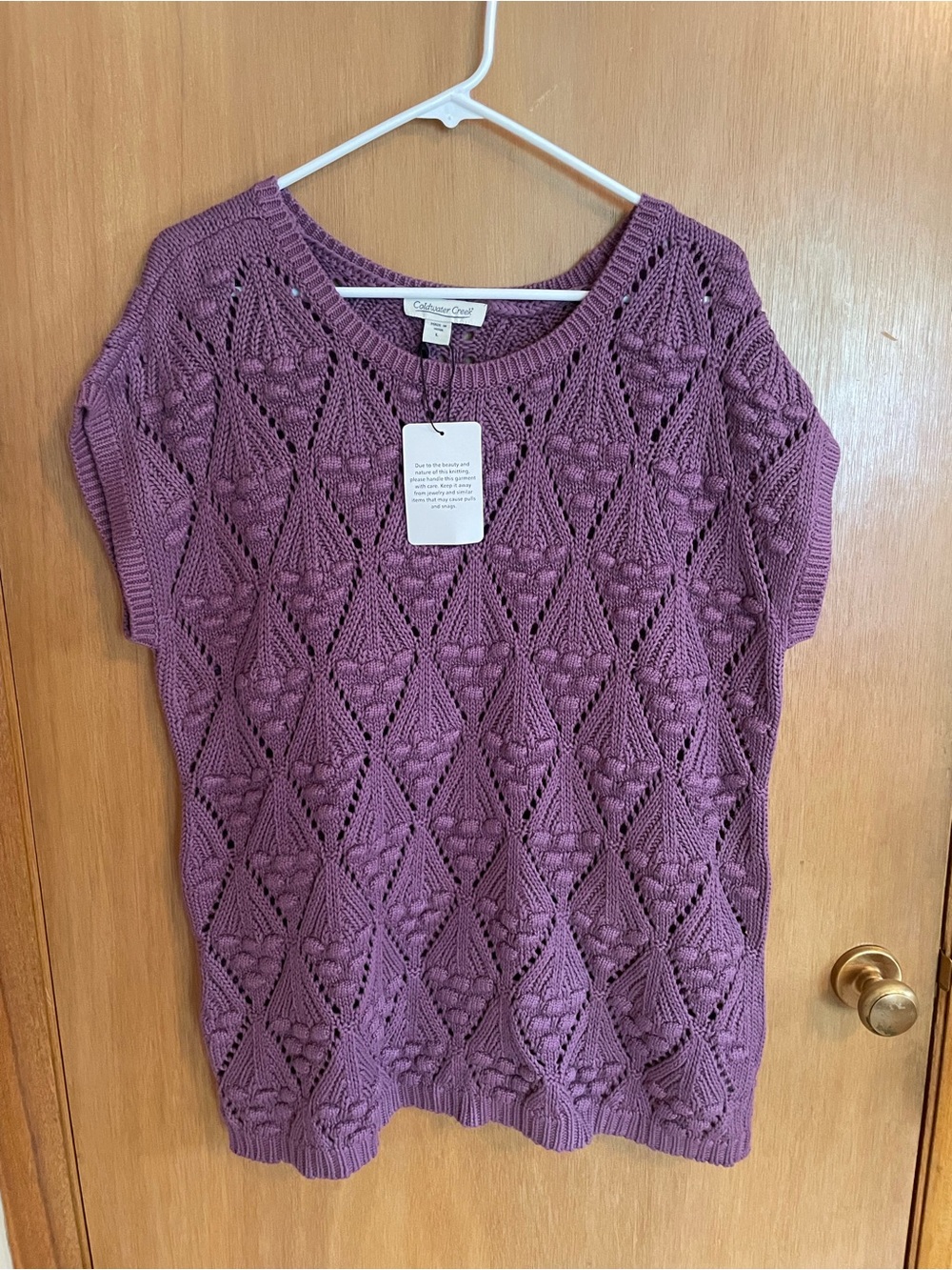 NWT Coldwater Creek Purple Cotton Knit Sweater Shirt L